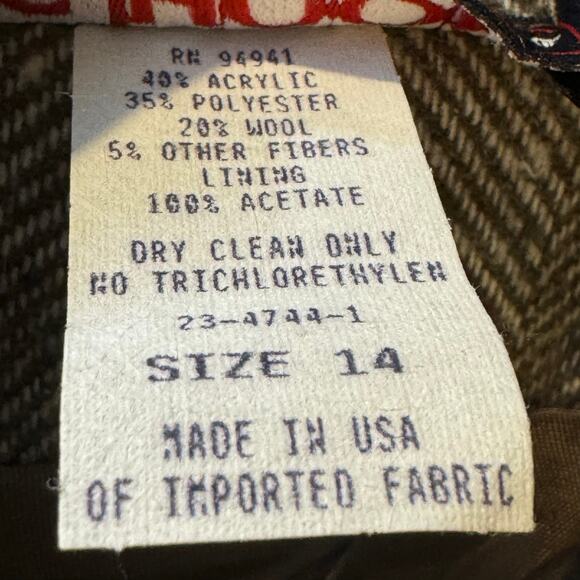 Vintage J.G Hook Size 14 Made in the uSA Wool Blend Herringbone Pencil Skirt - Picture 7 of 7